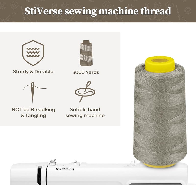 StiVerse خيط سيرجر 3000 ياردة، 5 ألوان من خيوط متعددة الأغراض للخياطة، خيط بوليستر 40S/2 لسيرجر وأوفرلوك، للحياكة، والتجميع، وماكينة الخياطة - Image 3